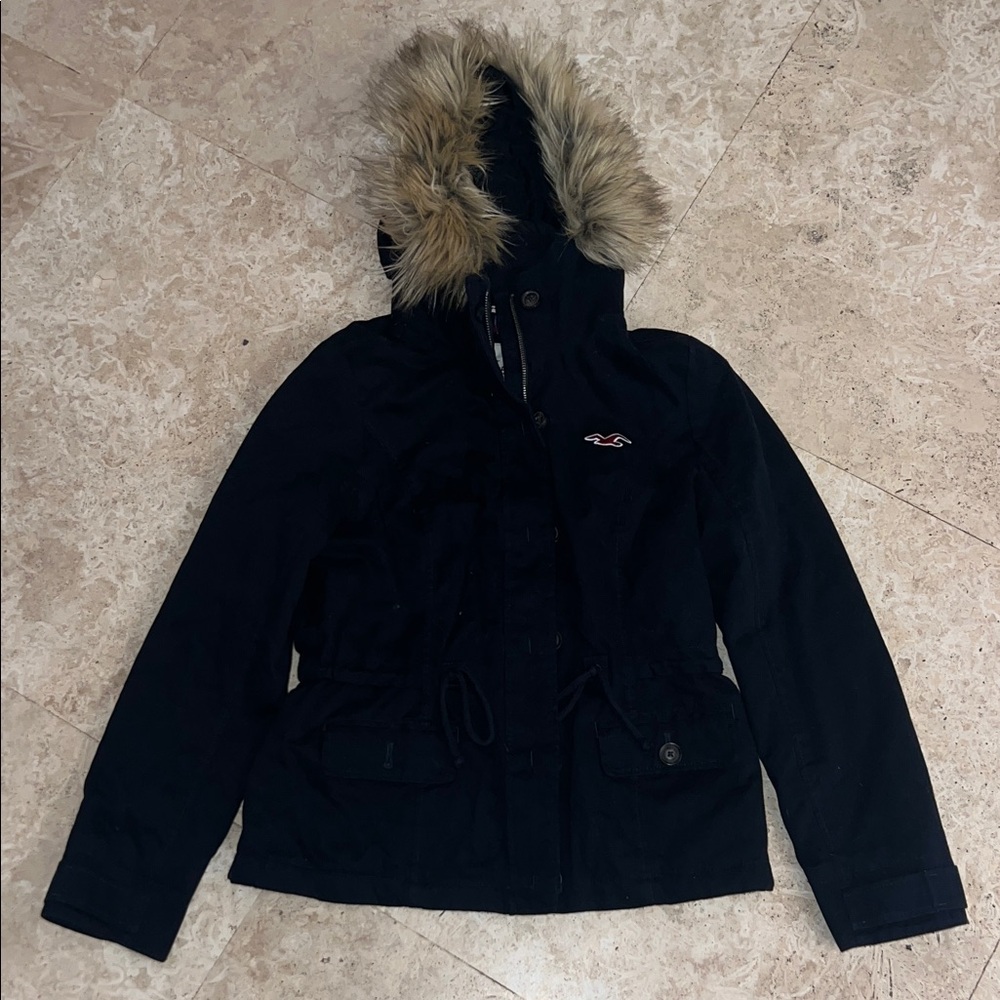 Hollister teen NavyJacket with Faux Fur Hood